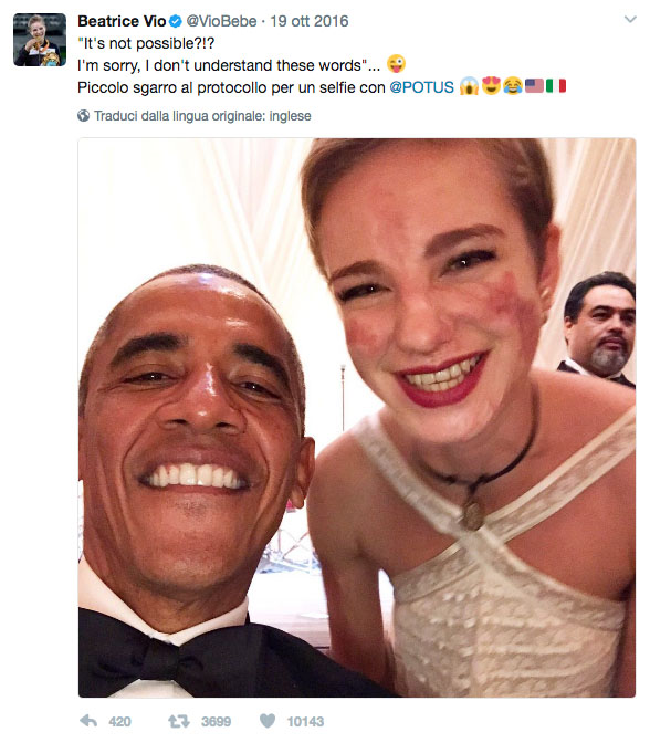 selfie Bebe Vio con Barack Obama alla Casa Bianca